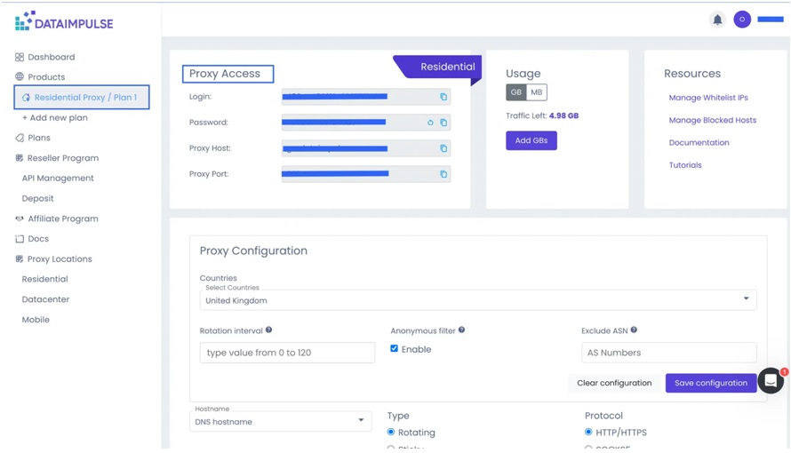 DataImpulse Dashboard