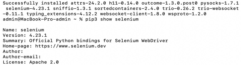 pip show selenium