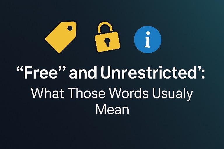 “Free” and “Unrestricted”: What Those Words Usually Mean