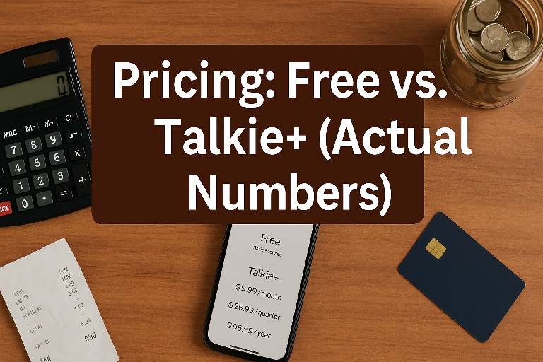 Pricing Free vs. Talkie+ (Actual Numbers)