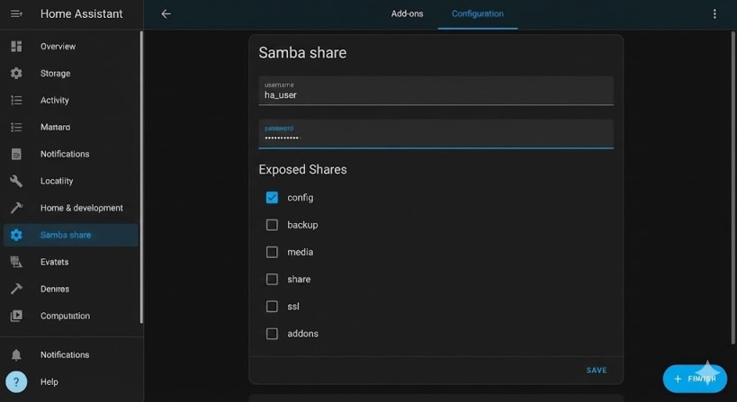 Step 2: Set credentials and choose shares