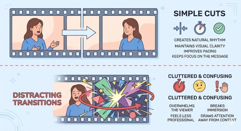 Choose Simple Cuts Over Distracting Transitions