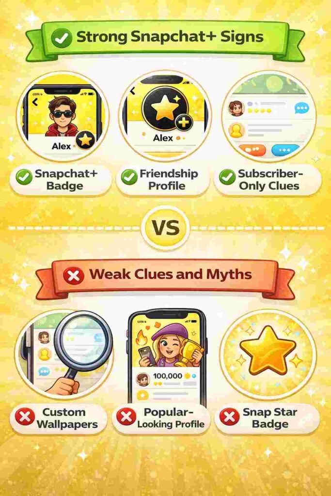 Strong Snapchat+ signs vs weak clues and myths