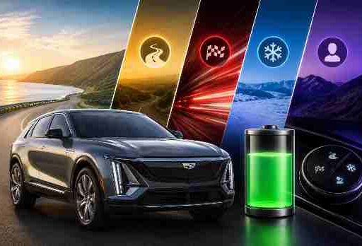 do the driving modes in cadillac lyriq offer different ranges or battery usages?
