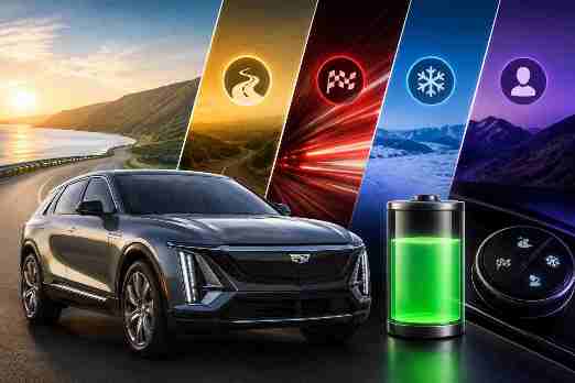 do the driving modes in cadillac lyriq offer different ranges or battery usages?