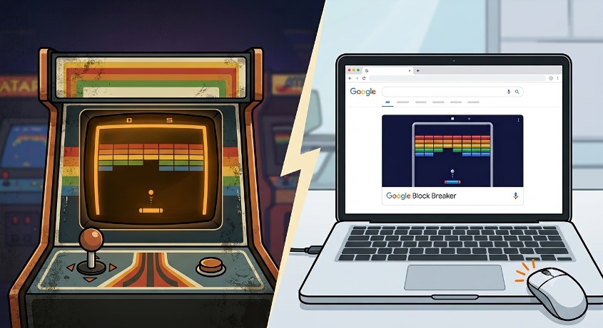The Origin Google Block Breaker vs Classic Atari Breakout